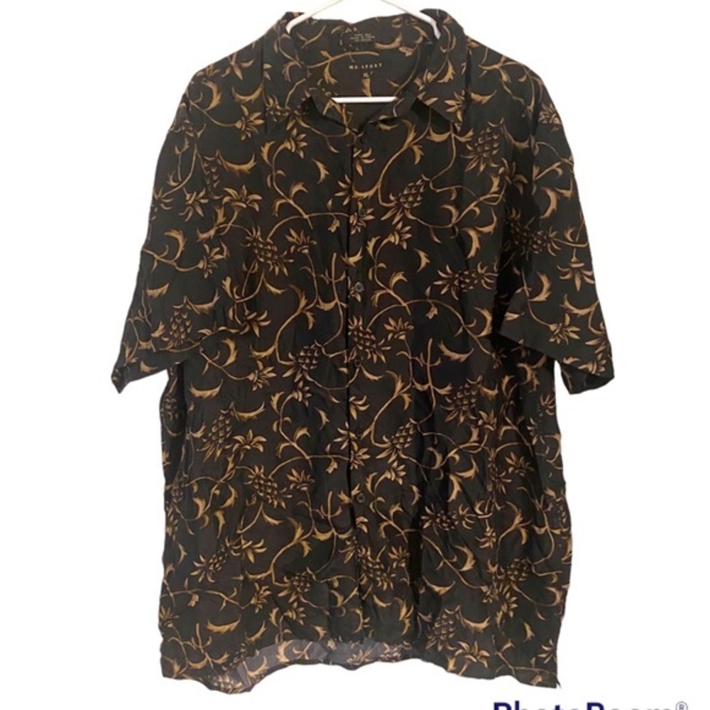 Black and Gold Patterned Men's Shirt